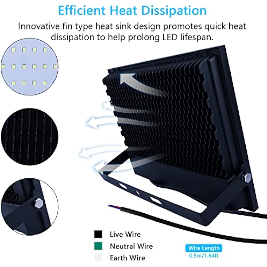 Ubanner 1pack LED Flood Light, Cool White 6000K, IP66 Waterproof Super Bright Work Light, 220V, Outdoor Floodlight for Yard, Garden, Garage, Lawn, Court…