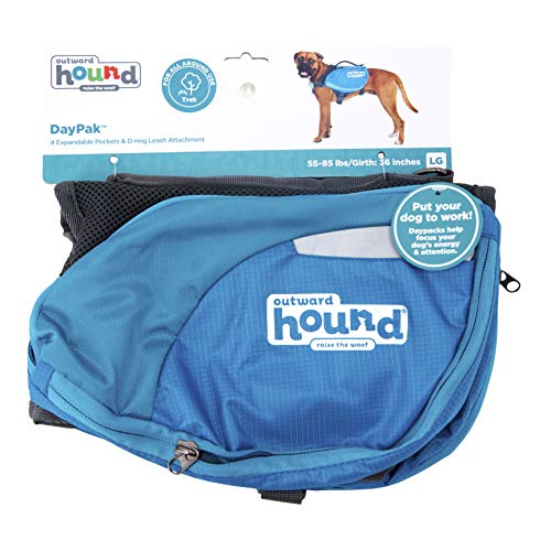 Outward Hound Kyjen 22005 DayPak Dog Backpack Adjustable Saddlebag Style Dog Accessory, Large, Blue