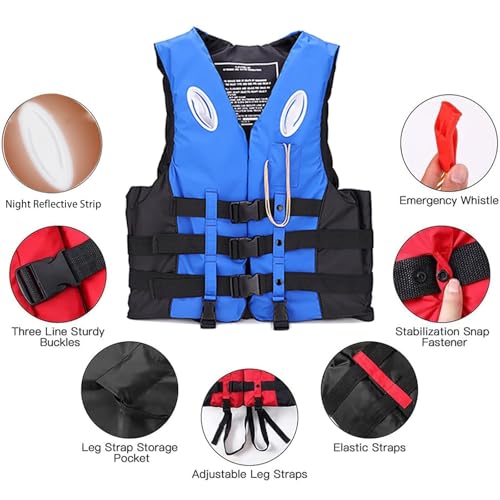 Swim Jacket - Paddle Board Life Jacket for Adult Adjustable Buoyancy Aids Swim Safety Snorkeling Vest for Kayaking Floatation Device Surfing Outdoor WaterSports(Blue,XL)