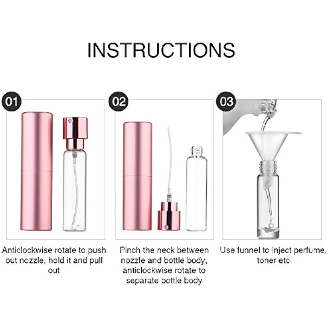 Faireach Perfume Atomiser Refillable 20ML Travel Aftershave Dispenser Spray Bottle Empty Leak Proof