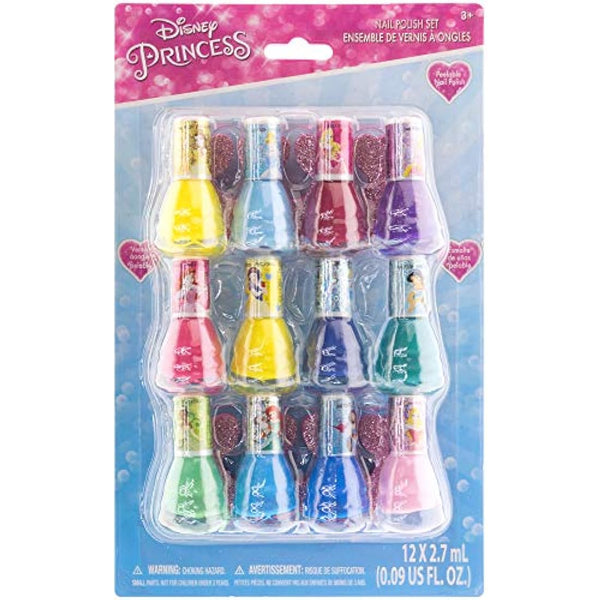 Disney Princess - Townley Girl Non-Toxic Water-Based Peel-Off Safe Quick Dry Nail Polish|Gift Kit Set for Kids Tween Girls|12 Pcs - Perfect for Parties