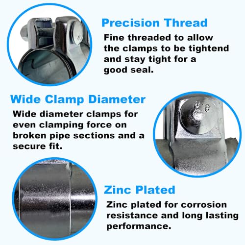 BITS4REASONS E-TECH EC015.5 New Model Heavy Duty Adjustable Exhaust Pipe Joiner/Connector 63-66MM, 125MM Long