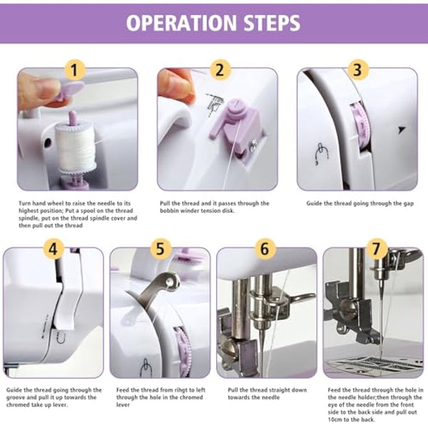 M MUNCASO Sewing Machine for Beginners,12 Stitch Electronic Sewing Machines,Mini Sewing Machine Double-line Two-speed Reverse Stitch with UK Plug