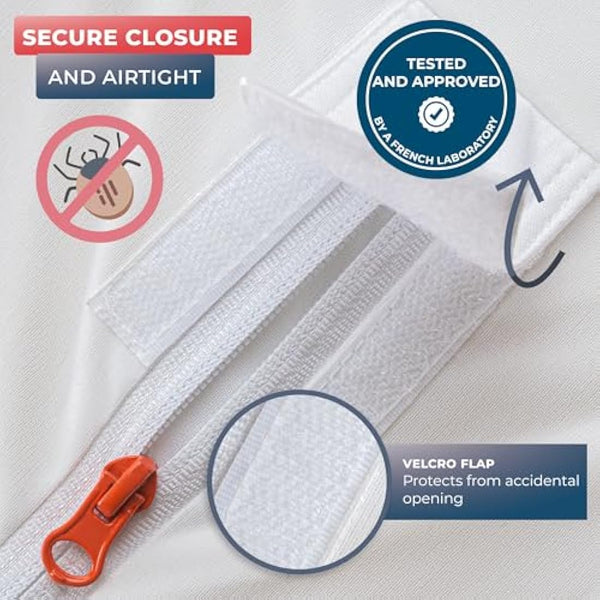 WRAPPYBAG Bed Bugs Mattress Protector - Mattress Cover - Zipped Mattress Protector - Waterproof - Cotton Surface - Super King Size