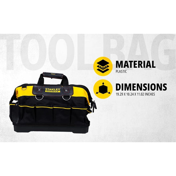 STANLEY FATMAX Technician Tool Bag, 18" Heavy Duty, Hard Waterproof Base, Multiple Pockets, Shoulder Strap, 1-93-950