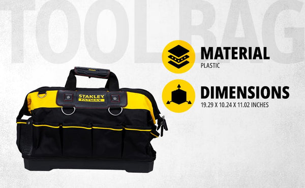 STANLEY FATMAX Technician Tool Bag, 18" Heavy Duty, Hard Waterproof Base, Multiple Pockets, Shoulder Strap, 1-93-950