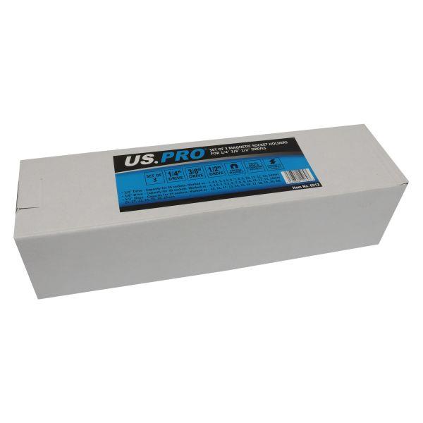 US PRO Tools Set Of 3 Magnetic Socket Holders For 1/4", 3/8", 1/2" Drives 6912