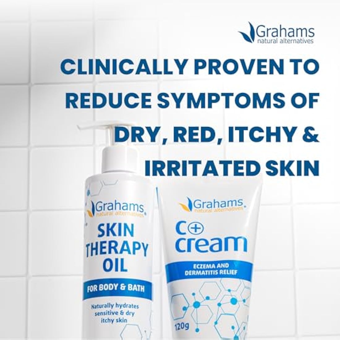 Grahams Natural Skin Therapy Body Oil - For Dry Skin, Eczema & Itch Relief - Hydrates & Nourishes Sensitive Skin - Natural 100% Oil Blend with Vitamin E | Hypoallergenic & Steroid-Free (220ml)