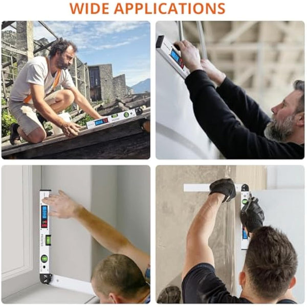 Proster Angle Finder 0-225° Digital Protractor with Battery and Pouch 400mm/16 inch Angle Ruler with Spirit Levels and Backlit LCD Digital Angle Measuring Tool for Roofing Engineering