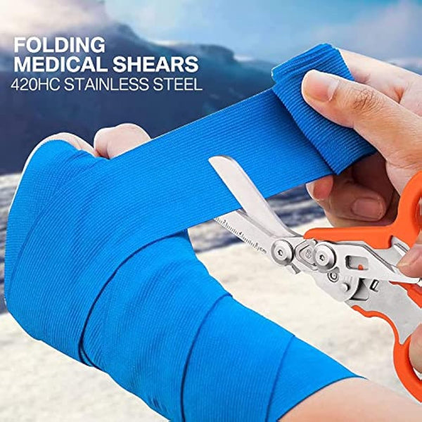 IMKRC Raptor First Aid Scissors, Tactical All-in-One Shears with Ring Cutter, Glass Breaker, Orange, Stainless Steel