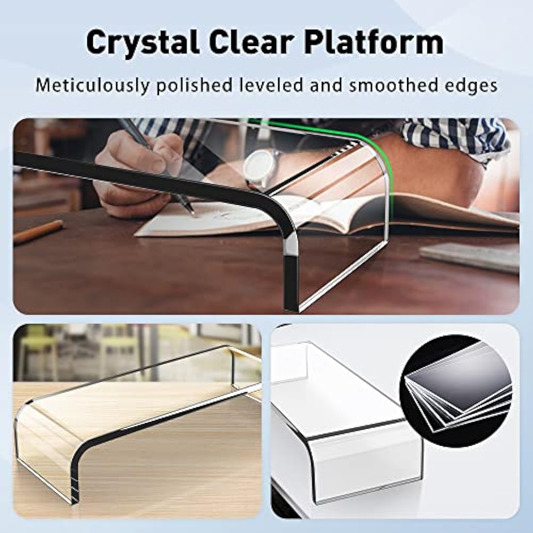 AboveTEK Acrylic Monitor Stand, Premium Large Monitor Riser 20 inch, Crystal Clear Acrylic Laptop Desk Stand for Home Office Printer TV Screen Keyboard Storage