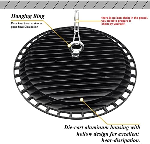 4Pack 150W UFO LED High Bay Light 15000 Lumens Industrial Lamp Commercial Area Lighting Fixture, Daylight White 6500K LED Shop LightsCommercial Lighting Fixture for Workshop Factory Warehouse Garage
