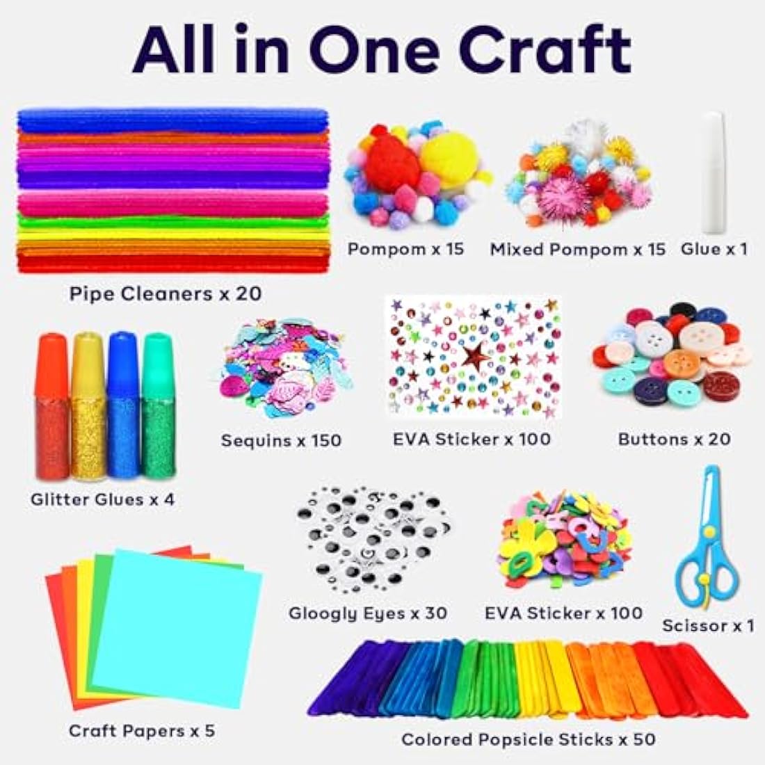 FunzBo Arts and Crafts Supplies Kit for Kids Toddlers Age 4 5 6 7 8 9 - All in One D.I.Y. Crafting Kindergarten Homeschool Supply Set Kids Toys Brithdays Gifts