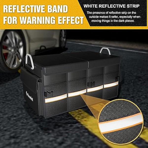 Knodel Car Boot Organiser, Heavy Duty Car Boot Storage with Foldable Cover, Collapsible Car Boot Tidy, Non-Slip Tidy Boot Bag for All Vehicles (Medium, Black)