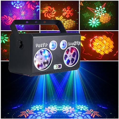 All in One Disco Lights LED Stage Lights DMX512, 16 Eyes Strobe DJ Lights, Sound Activated, Party Decoration for Birthday, Wedding, Events, Christmas, Halloween, Bar, Pub, Karaoke