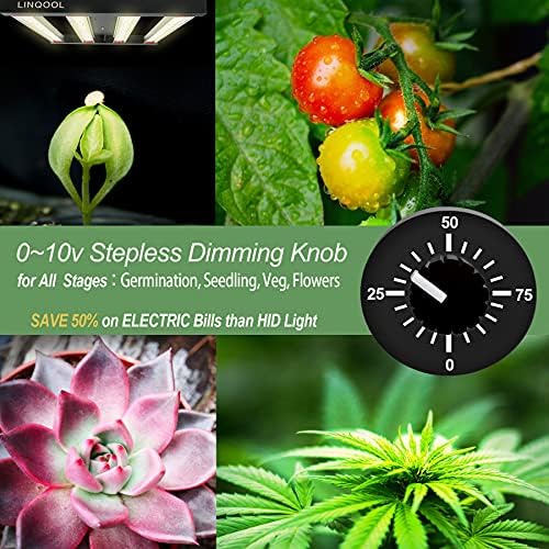 LinQool LED Grow Light 240w，3X3ft Dimmable Plant Grow Light UV IR,Sunlike Full Spectrum for Indoor Plants Seeding Veg and Bloom Plant Growing Lamps