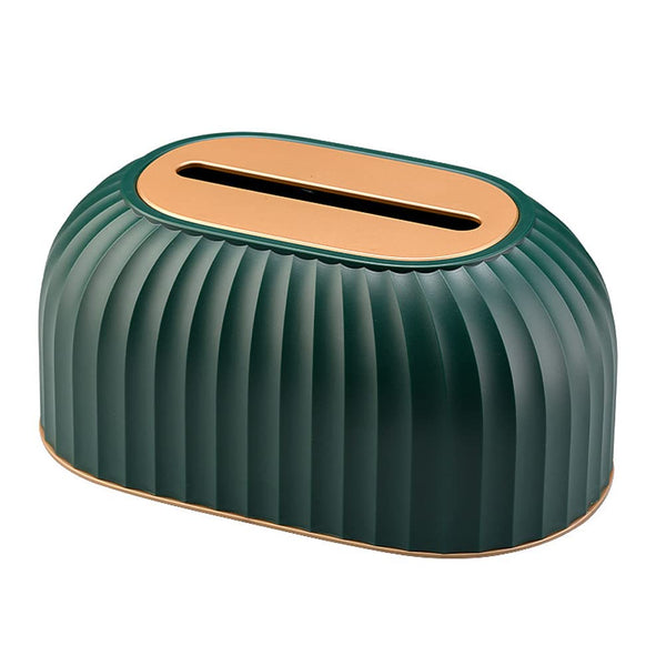 Tissue Box Holder, ABS Napkin Dispenser for Living Room, MultiFunctional Organizer with Stylish Design for Home or Commercial Use (Green + gold)