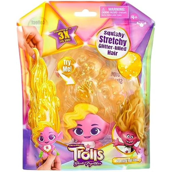 DREAMWORKS TROLLS Jelli Crush Band Together Squishy, Stretchy Glitter-Filled Hair Doll - Stretchy Hair Viva