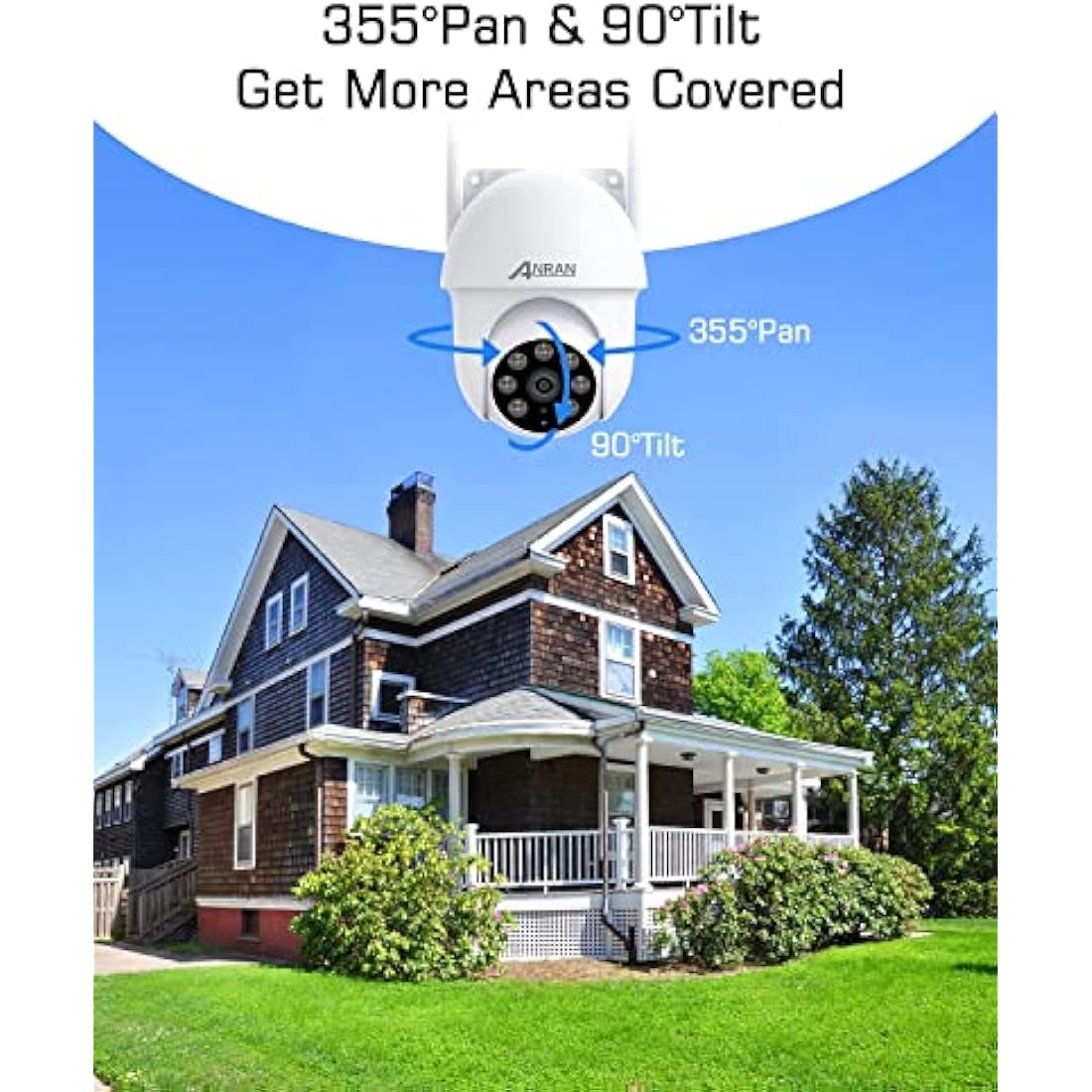 ANRAN 5MP Security Camera Outdoor with Auto Tracking, CCTV Camera Systems with 360° View, Home Security WiFi Camera, Sound-Lights Alarm, Color Night Vision, 2-Way Audio, Motion Detection, P3 Max