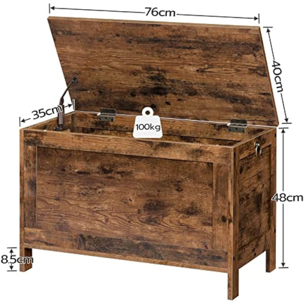 HOOBRO Storage Chest Trunk, Wooden Storage Box, Large Toy Chests with Lid, Toy Box Organizer Unit, Bed End Storage Bench, Shoe Bench, Entryway, Hallway, Bedroom, Rustic Brown EBF75CW01G1