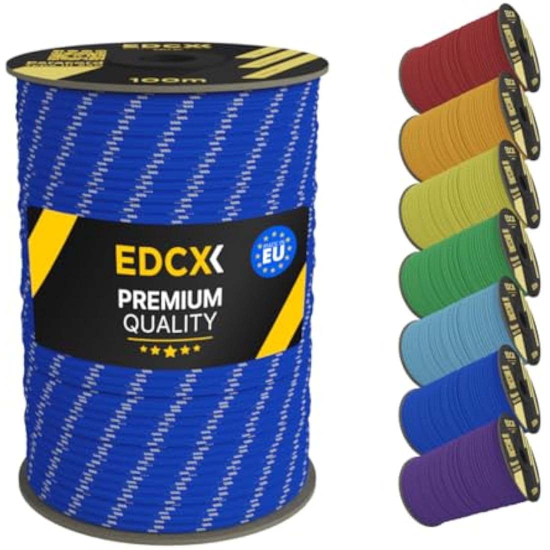 EdcX 4mm Rope 550 - Type III, 100% Rope, 7 Strand Rope, 4mm Rope in Solid Colors