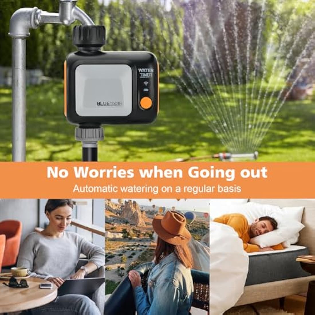 Johgee WiFi Water Timer, Smart Irrigation Sprinkler Timer with WiFi Hub, Hose Timer with Rain Delay for Garden Lawn, Garden Watering System with APP Control/Automatic/Manual, Work with Alexa