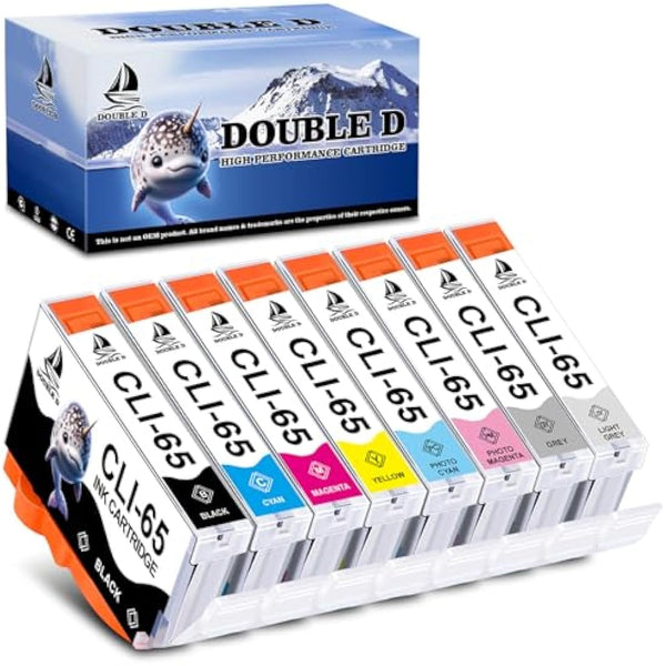 DOUBLE D CLI-65 Ink Cartridges Compatible for Canon 65 CLI-65 CLI65 CLI 65 Ink, High Yield Work with Canon PIXMA PRO-200 Printer 8 Pack (Pigmet BK,C,M,Y,PC,PM,GY,LGY)