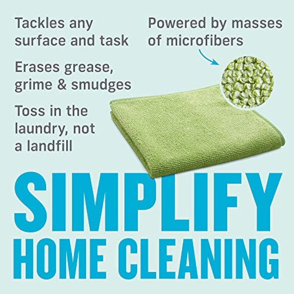 E-Cloth General Purpose Microfibre Cloth, Multipurpose Cleaning Cloth for Household Surfaces, Washable and Reusable, 100 Wash Promise, Green, 10 Pack