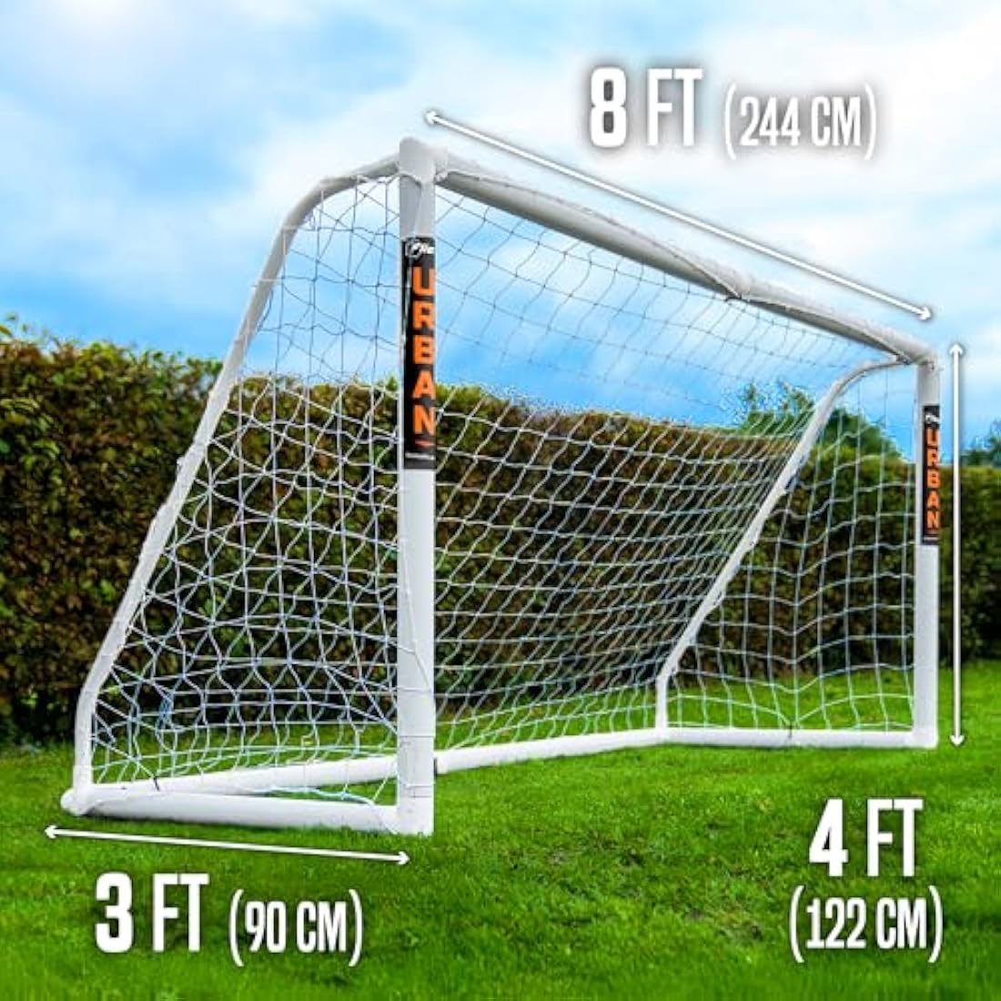 Football Flick Ultimate All Weather uPVC Football Goal with UV treated 70mm thick posts, integrated locking system, and strengthened corners (Sizes: 6x4, 8x4, 8x6, 12x6)