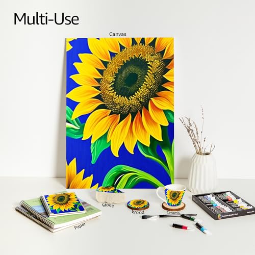 Elan Professional Acrylic Paint Set, 24 Acrylic Paint Bottles 60ml, Artist Paint Set for Adults, Acrylic Paint for Canvas, Professional Paint Set Non