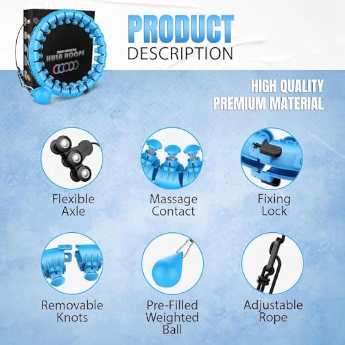 K-MART Smart Hula Ring Hoops, Weighted Hula Circle 24 Detachable Fitness Ring with 360 Degree Auto-Spinning Ball Gymnastics, Massage, Adult Fitness for Weight Loss