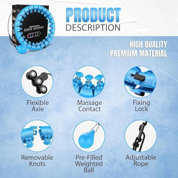 K-MART Smart Hula Ring Hoops, Weighted Hula Circle 24 Detachable Fitness Ring with 360 Degree Auto-Spinning Ball Gymnastics, Massage, Adult Fitness for Weight Loss