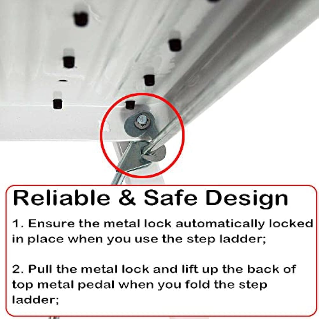 2 Step Ladder Portable Folding 2 Step Stool Heavy Duty Steel Ladder with Hand Rail and Anti-Slip Wide Pedal, Lightweight Stepladder for Home and Kitchen Use, 330lbs Capacity