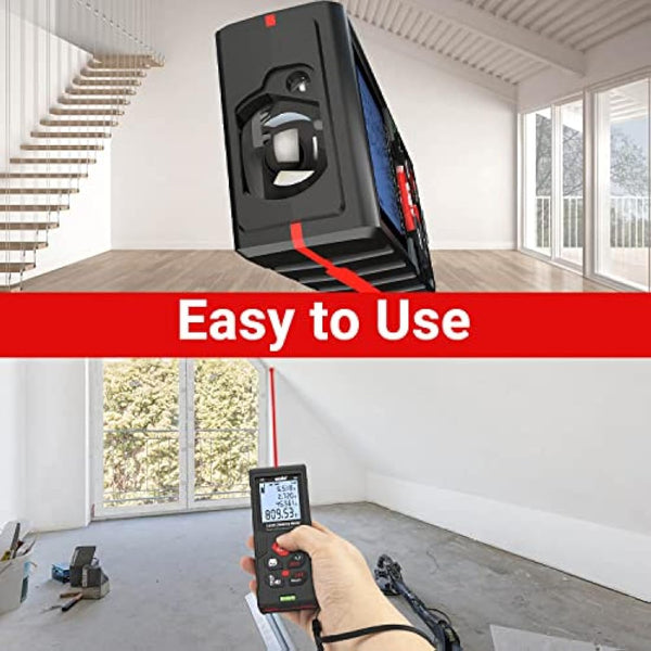 atolla Laser Measure Device, Laser Distance Meter up to 100m / ± 2mm Digital Measure Tool Range Finder with Bubble Level and Large LCD Backlit and Waterproof IP54