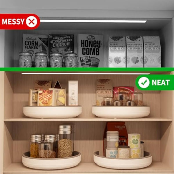 4 Pack 10 Inch Non-Skid Lazy Susan Turntable Organizers - Rotating Tray for Pantry Organization and Storage, Kitchen, Cabinet, Fridge, Bathroom Vanity, Countertop, Under Sink Organizing, Spice Rack