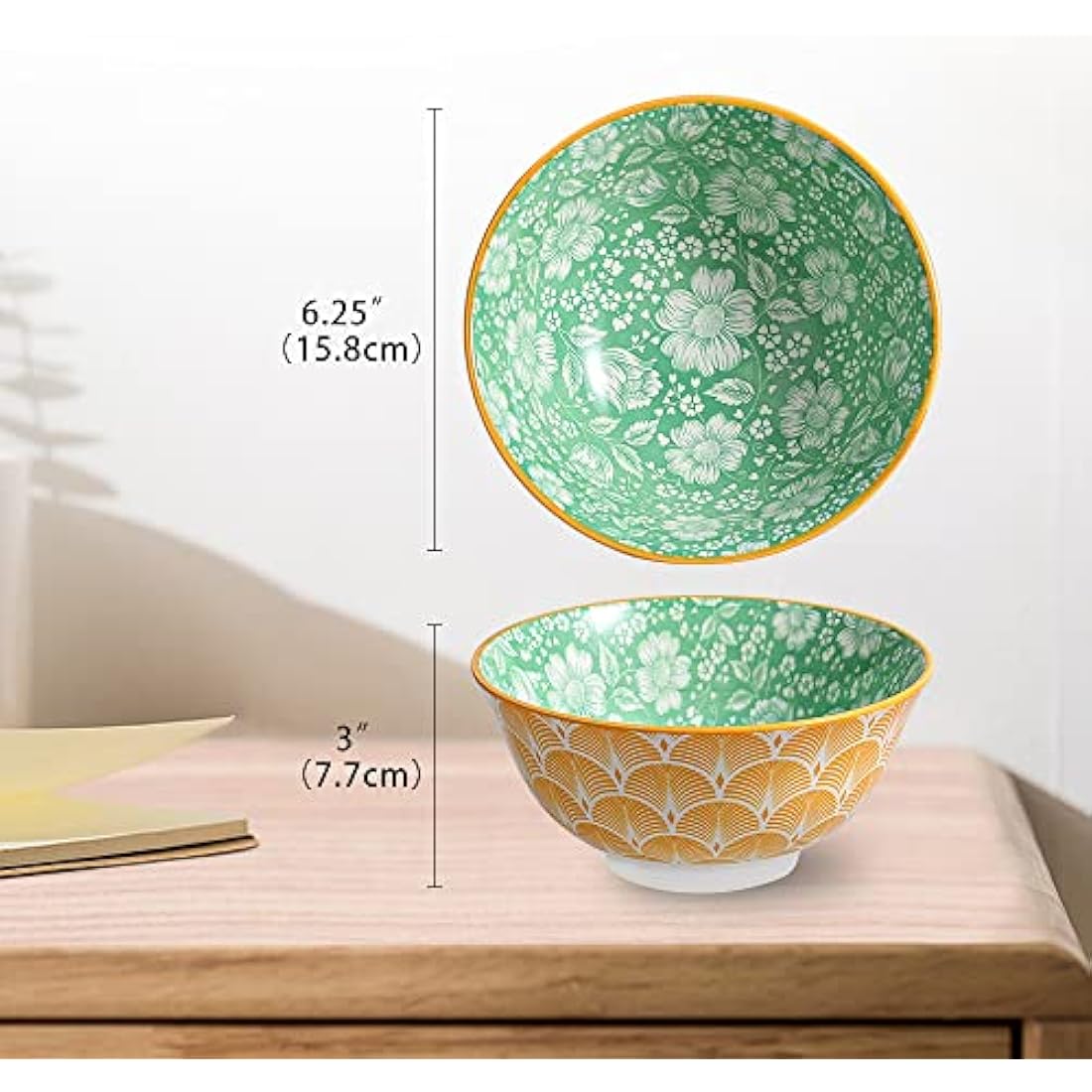 AHX Cereal Bowls Set of 6-700 ml Colorful Ceramic Deep Soup Bowls - Ideal for Serving Breakfast, Oatmeal, Ramen, Pho, Noodle - Microwave and Dishwasher Safe