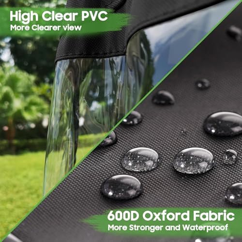 10L0L Golf Cart Deluxe Driving Enclosure 2 Passenger Fits EZGO TXT & RXV Golf Cart Only, Heavy Duty 600D Waterproof Portable Drivable Golf Cart Storage Cover Enclosure - Black