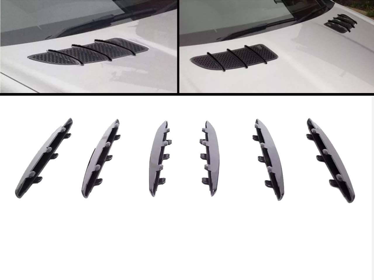GAZOZ PERFORMANCE Black 6Pcs Hood Molding Grill Grille Vent Cover For 2004-2011 Benz R171 SLK | Completely Overlays Original Hood Vent