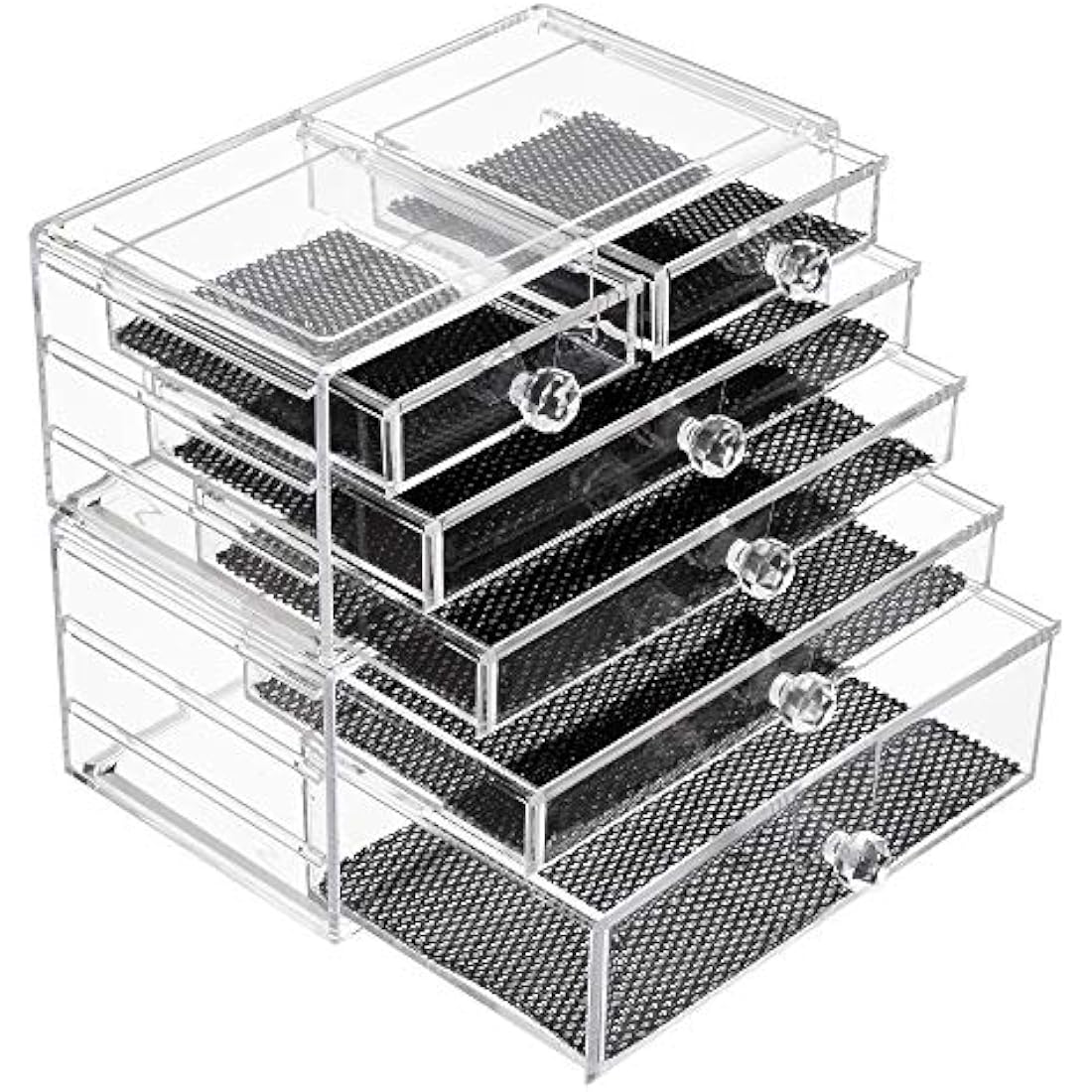 iPEGTOP Acrylic Makeup Organizer Cosmetics Storage Case, Large 6 Drawers Stackable 2 Pieces Clear Makeup Organiser Jewelry Lipstick Holder Display Box for Vanity, Bathroom Counter