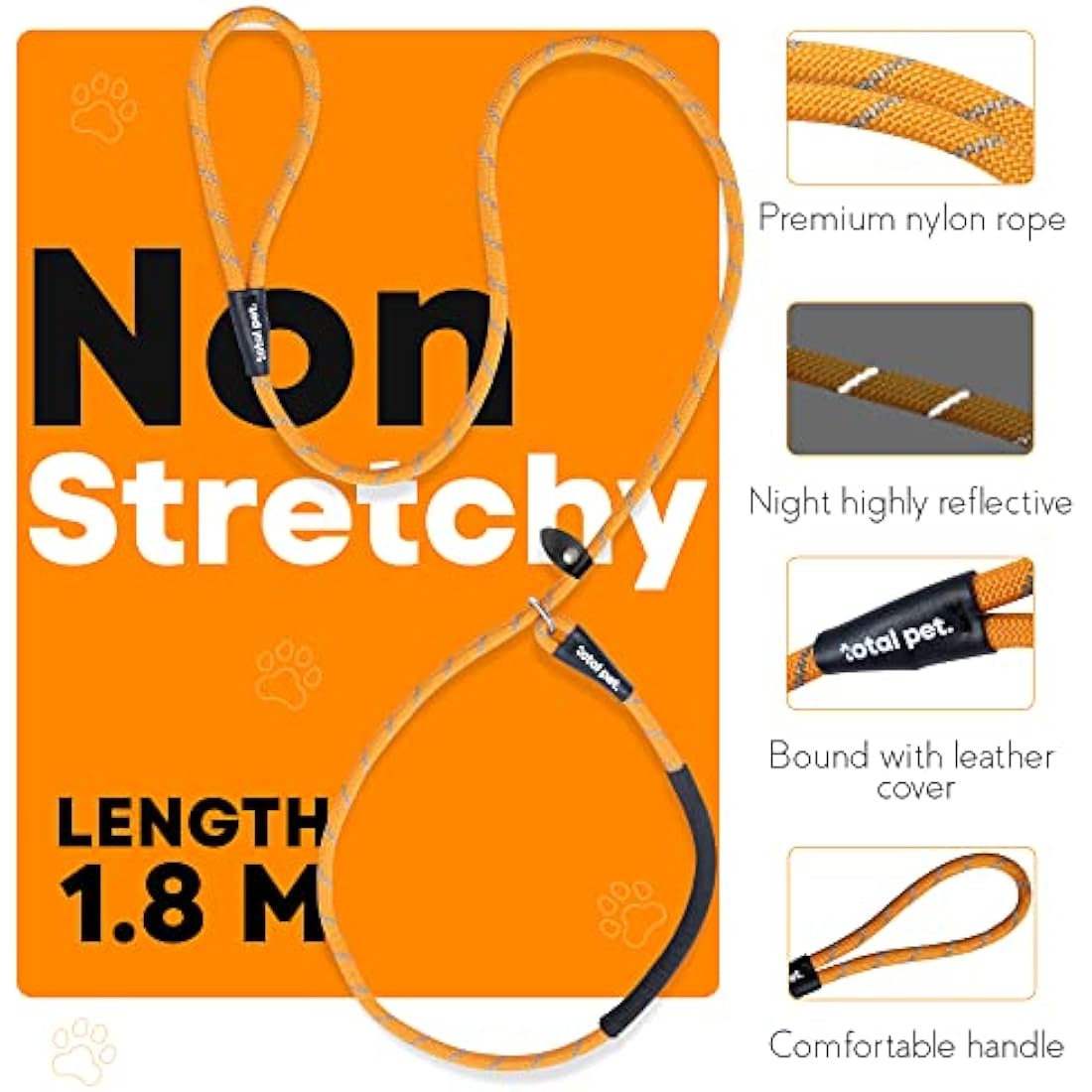 Total Pet Slip Lead For Dogs - Rope Anti Pull Dog & Puppy Training Lead with Neck Padding - 1.8 Metre, One Size Fits All, No Collar Required