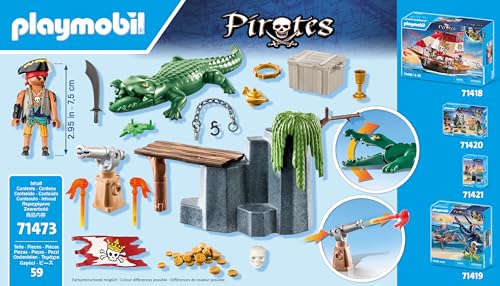 Playmobil 71418 Pirates: Small Pirate Vessel, exciting adventures on the high seas, complete with extensive accessories, fun imaginative role-play, playsets suitable for children ages 4+