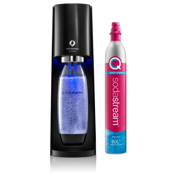 SodaStream - Terra Sparkling Water Maker, Quick Connect CO2 System, Includes 60L Gas Cylinder, BPA-Free 1L Bottle, Eco-Friendly & Reduces Plastic Waste, Black