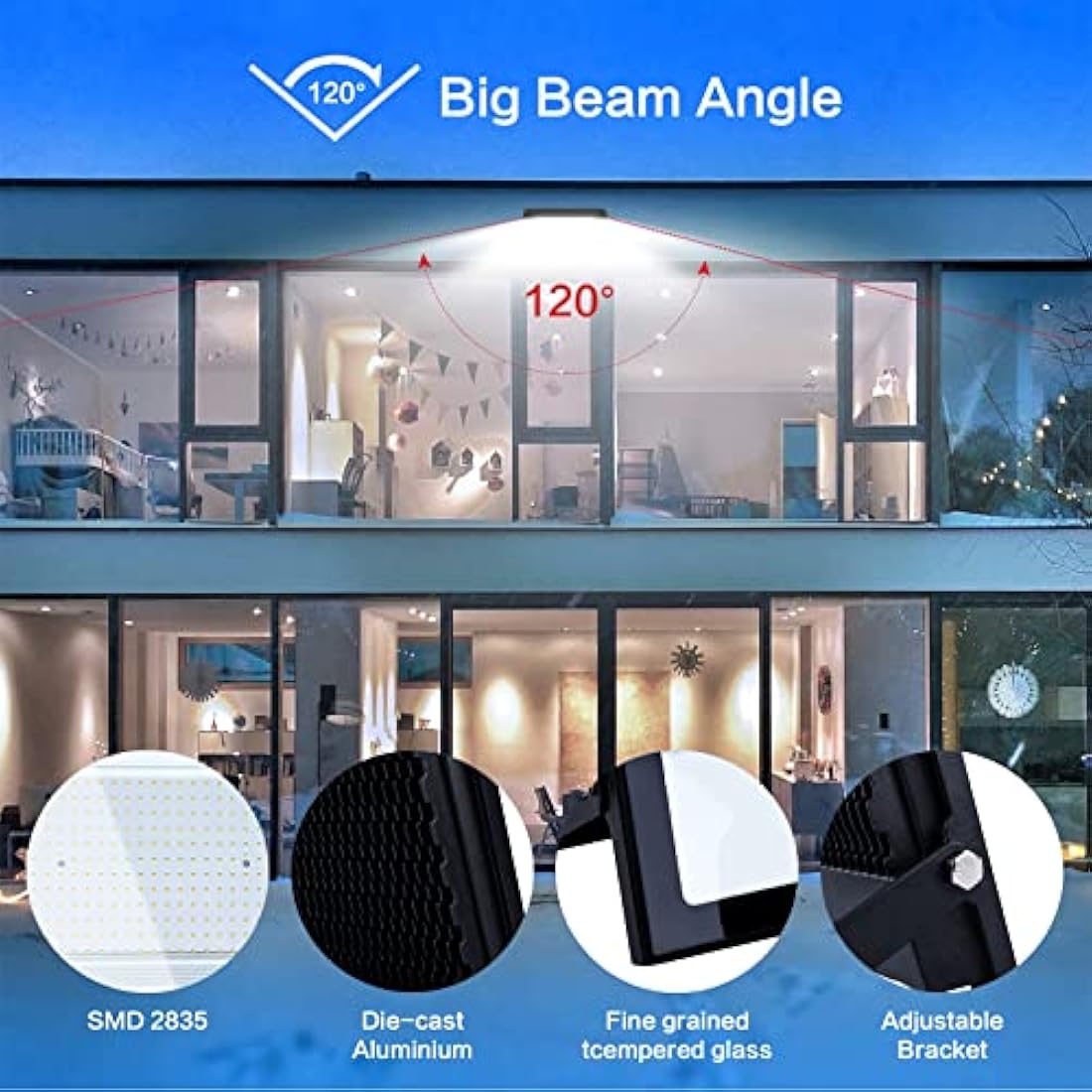 Ubanner 1pack LED Flood Light, Cool White 6000K, IP66 Waterproof Super Bright Work Light, 220V, Outdoor Floodlight for Yard, Garden, Garage, Lawn, Court…