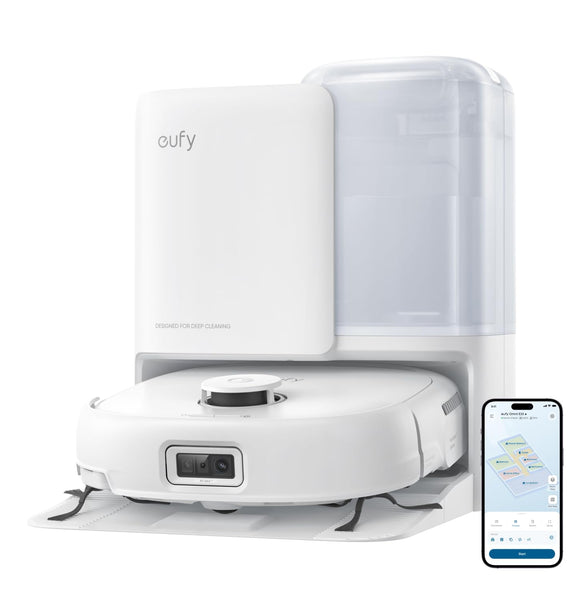 eufy E25 Omni Robot Vacuum Cleaner with Mop, HydroJet System, 20,000 Pa Turbo Powerful Suction, Zero Tangling, Corner-to-Edge Deep Cleaning and Mop Lifting, with Auto All-In-One Station
