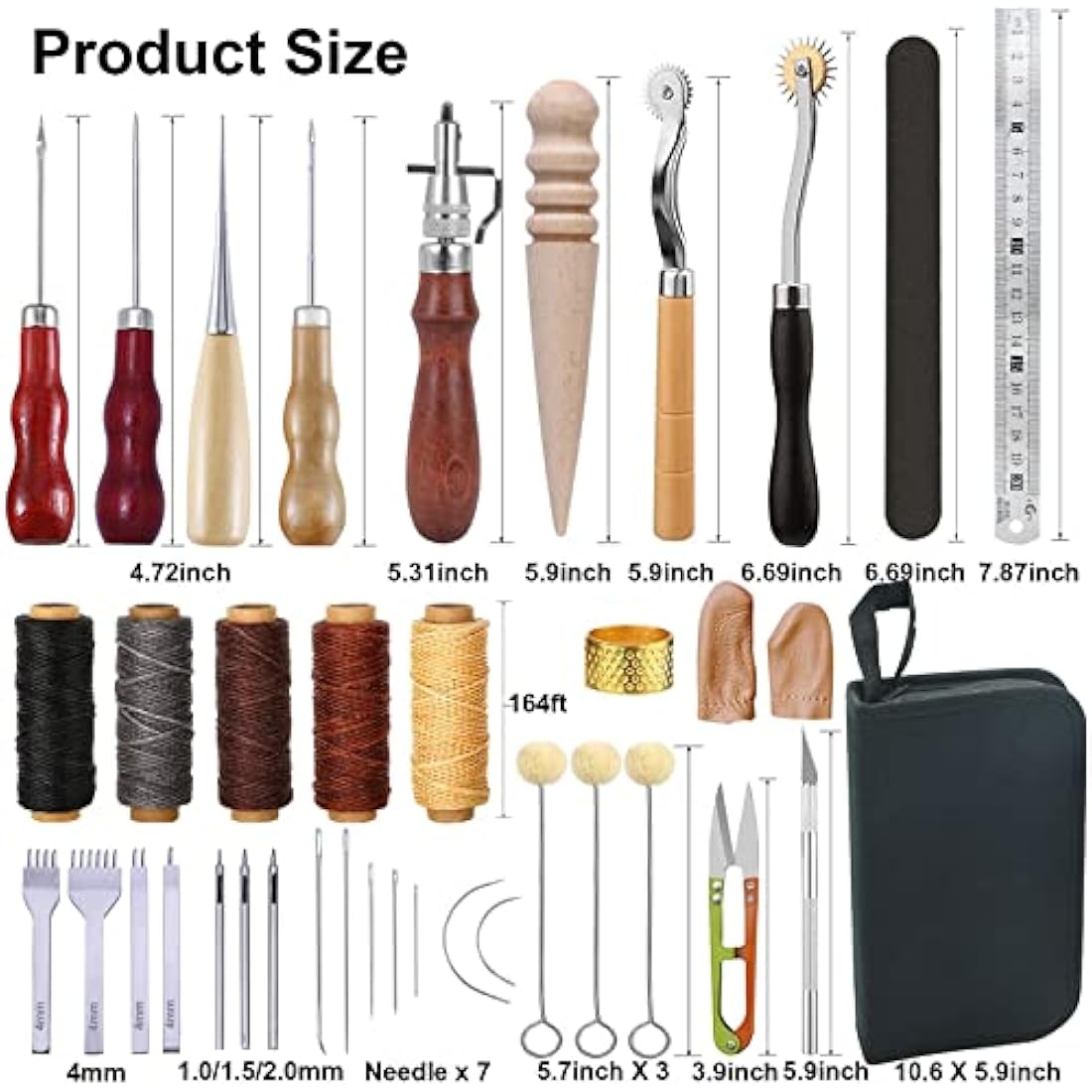 Leather Tools for Leather Working Professional,Leather Working Tools for Beginners,Leather Tools with Waxed Thread Stitching Groover Awl,Leather Sewing Kit and Leather Crafting Kit for Adults Gifts