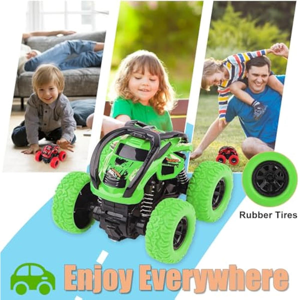 2 Pack Toy Cars For Toddlers 2+， 360 Degree Rotation Push And Go Vehicle, Kids Pull Back Cars Racing Game Toys Gift For 3 4 5 6 Toddler (Blue+Green)