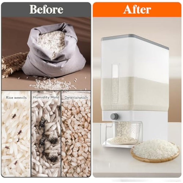 Lifewit Rice Container 25.4 Lb(11.3kg), Rice Dispenser with Visible Barrel, Rice Storage Container, Airtight Moisture Proof Rice Bucket, Grain Soybean for Kitchen Pantry Countertop Organization