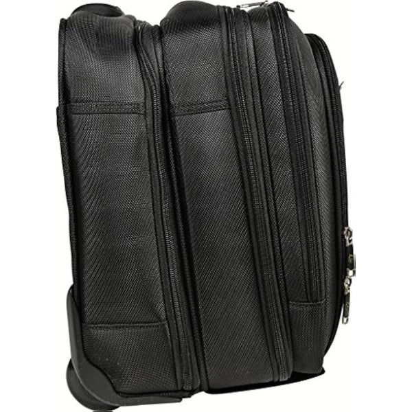 Exacompta - Ref 18534E - Exactive - Exatrolley Travel Suitcase With Wheels and a Telescopic Handle - 450 x 250 x 395mm in Size, Padded Compartment for a 15.6" Laptop - Black & Orange