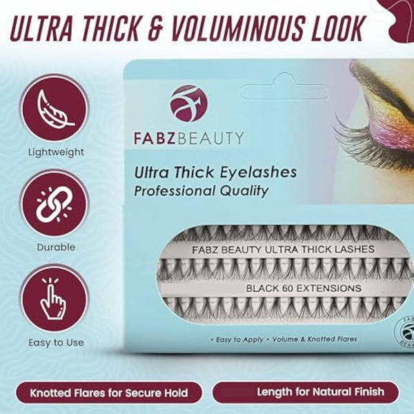 Individual Cluster Eyelashes False Extension | Ultra Thick Knotted Cat Eye Lash Clusters | Lightweight and Waterproof for a Stunning Look (Combo Pack)