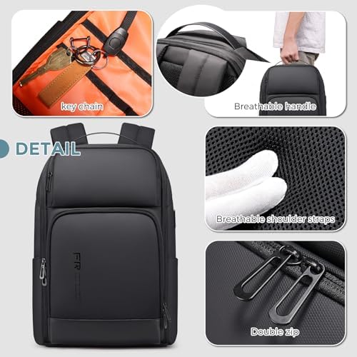 FENRUIEN Expandable Laptop Backpack Business Backpack Men's Laptop Bag 17 Inch for Men and Women Teenagers with Laptop Compartment USB Charging Port Backpack